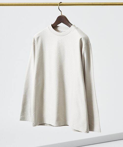 ABAHOUSE/アバハウス ジオメトリックリンクス 長袖Tシャツ グレージュ 46 ABAHOUSE/アバハウス ジオメトリックリンクス 長袖Tシャツ グレージュ 46
