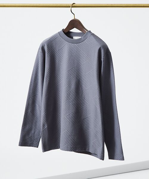 ABAHOUSE/アバハウス ジオメトリックリンクス 長袖Tシャツ ブルーグレー 46 ABAHOUSE/アバハウス ジオメトリックリンクス 長袖Tシャツ ブルーグレー 46