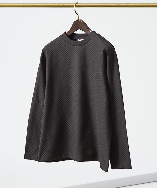 ABAHOUSE/アバハウス ジオメトリックリンクス 長袖Tシャツ ブラック 46 ABAHOUSE/アバハウス ジオメトリックリンクス 長袖Tシャツ ブラック 46