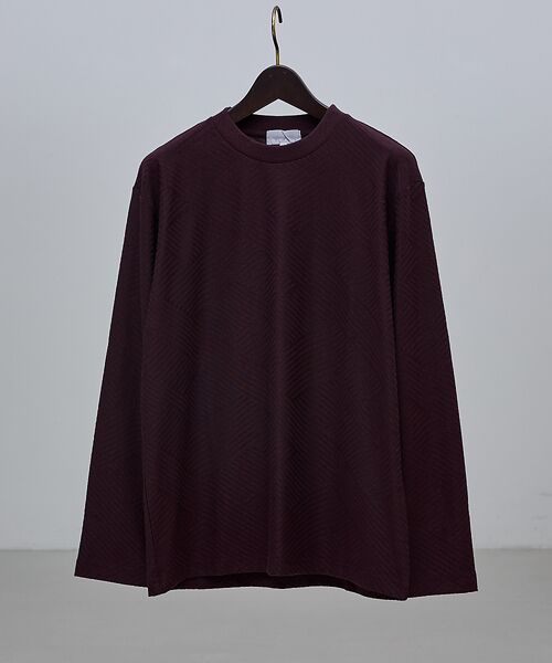 ABAHOUSE/アバハウス ジオメトリックリンクス 長袖Tシャツ ボルドー 46 ABAHOUSE/アバハウス ジオメトリックリンクス 長袖Tシャツ ボルドー 46