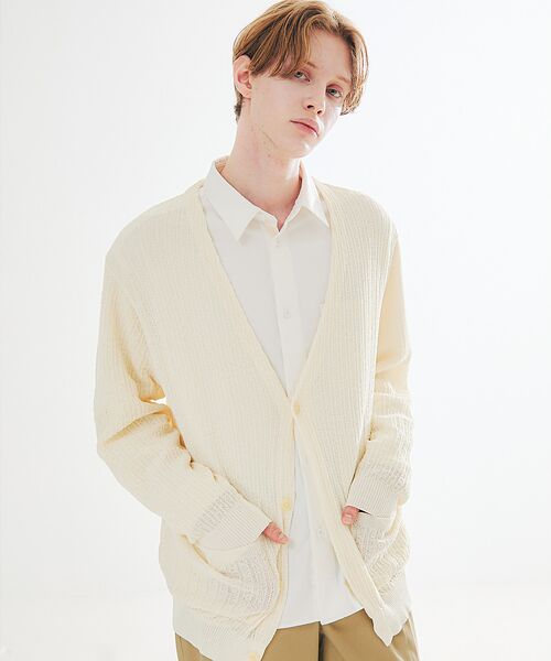 ABAHOUSE / アバハウス カーディガン・ボレロ | 【メッシュニット】ドライタッチ 比翼 カーディガン / シアーカーディガン | 詳細4