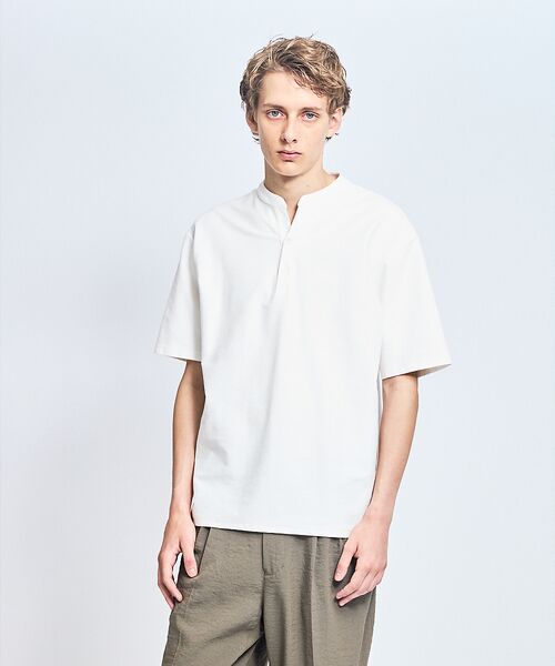 ABAHOUSE/アバハウス 【接触冷感】Vネック スキッパーTシャツ/ヘンリーネック/COVEROSS(R) ホワイト 44 ABAHOUSE/アバハウス 【接触冷感】Vネック スキッパーTシャツ/ヘンリーネック/COVEROSS(R) ホワイト 44
