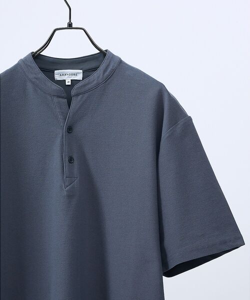 ABAHOUSE / アバハウス Tシャツ | 【接触冷感】Vネック スキッパーTシャツ/ヘンリーネック/COVEROSS(R)（チャコールグレー）