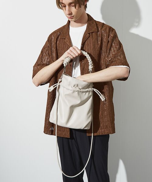 ABAHOUSE / アバハウス ショルダーバッグ | 【マルチウェイ】 フェイクレザー 巾着ショルダーバッグ / ユニセックス | 詳細3