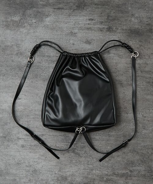 ABAHOUSE / アバハウス リュック・バックパック | 【マルチウェイ】 フェイクレザー 巾着ナップサック / ショルダーバッグ / ユ | 詳細19