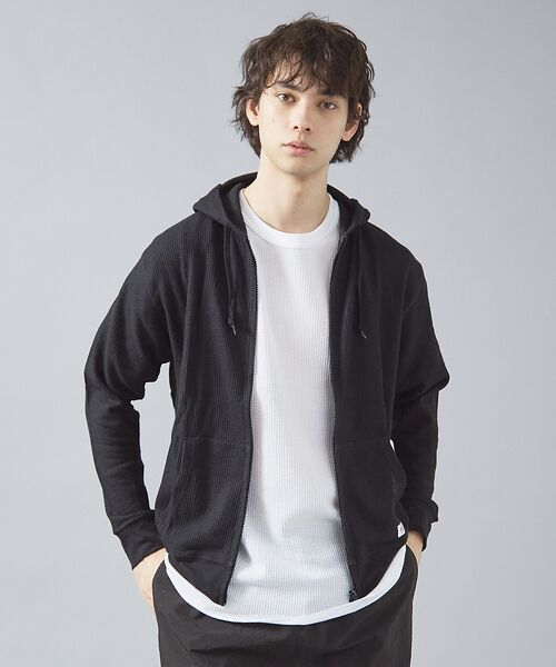 ABAHOUSE/アバハウス 【JEMORGAN /ジェーイーモーガン 】軽量ワッフルジップパーカー ダブルジ ブラック L ABAHOUSE/アバハウス 【JEMORGAN /ジェーイーモーガン 】軽量ワッフルジップパーカー ダブルジ ブラック L