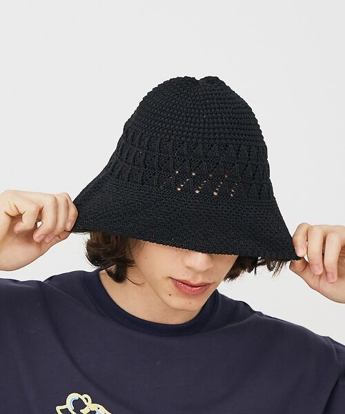 ABAHOUSE/アバハウス 【RIVER UP/リバーアップ】Linen Openwork Knit Hat ブラック F ABAHOUSE/アバハウス 【RIVER UP/リバーアップ】Linen Openwork Knit Hat ブラック F