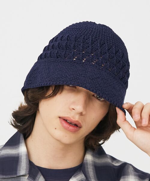 ABAHOUSE/アバハウス 【RIVER UP/リバーアップ】Linen Openwork Knit Hat ネイビー F ABAHOUSE/アバハウス 【RIVER UP/リバーアップ】Linen Openwork Knit Hat ネイビー F