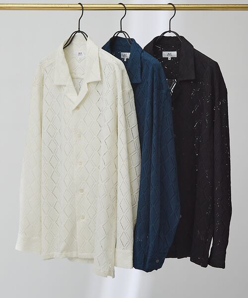 ABAHOUSE / アバハウス シャツ・ブラウス | 【AH ABAHOUSE】ダイヤ柄 シアーストレッチ 長袖シャツ | 詳細3