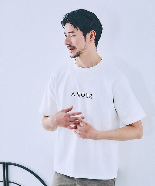 ABAHOUSE/アバハウス 【AMOUR】ベアポンチ ロゴ 半袖Tシャツ ホワイト 48 ABAHOUSE/アバハウス 【AMOUR】ベアポンチ ロゴ 半袖Tシャツ ホワイト 48