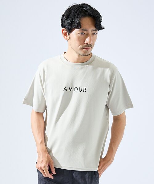 ABAHOUSE/アバハウス 【AMOUR】ベアポンチ ロゴ 半袖Tシャツ グレージュ 46 ABAHOUSE/アバハウス 【AMOUR】ベアポンチ ロゴ 半袖Tシャツ グレージュ 46
