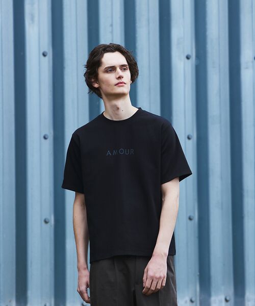 ABAHOUSE/アバハウス 【AMOUR】ベアポンチ ロゴ 半袖Tシャツ ブラック 46 ABAHOUSE/アバハウス 【AMOUR】ベアポンチ ロゴ 半袖Tシャツ ブラック 46