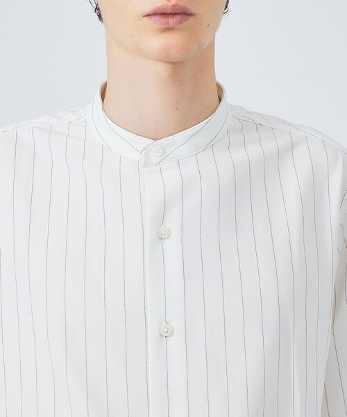 ABAHOUSE / アバハウス シャツ・ブラウス | バンドカラー半袖ストライプシャツ | 詳細4