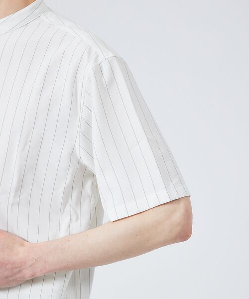 ABAHOUSE / アバハウス シャツ・ブラウス | バンドカラー半袖ストライプシャツ | 詳細5