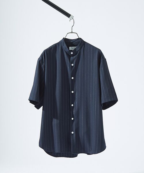 ABAHOUSE / アバハウス シャツ・ブラウス | バンドカラー半袖ストライプシャツ | 詳細12