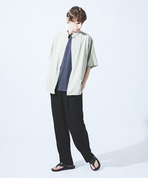 ABAHOUSE / アバハウス シャツ・ブラウス | バンドカラー半袖ストライプシャツ | 詳細20