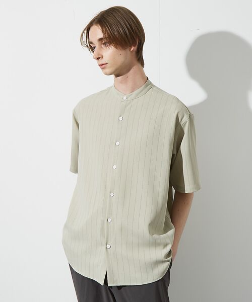 ABAHOUSE / アバハウス シャツ・ブラウス | バンドカラー半袖ストライプシャツ | 詳細26