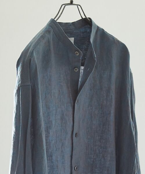 ABAHOUSE/アバハウス 【LUXE Linen Solaro】バンドカラー リネンシャツ【予約】 ブルー 50 ABAHOUSE/アバハウス 【LUXE Linen Solaro】バンドカラー リネンシャツ【予約】 ブルー 50