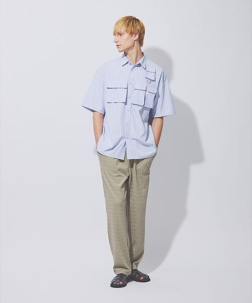 ABAHOUSE / アバハウス シャツ・ブラウス | ファンクショナルストライプ 半袖シャツ | 詳細1