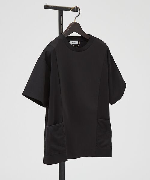 ABAHOUSE/アバハウス カルゼスムース コンビネーション Tシャツ ブラック 46 ABAHOUSE/アバハウス カルゼスムース コンビネーション Tシャツ ブラック 46