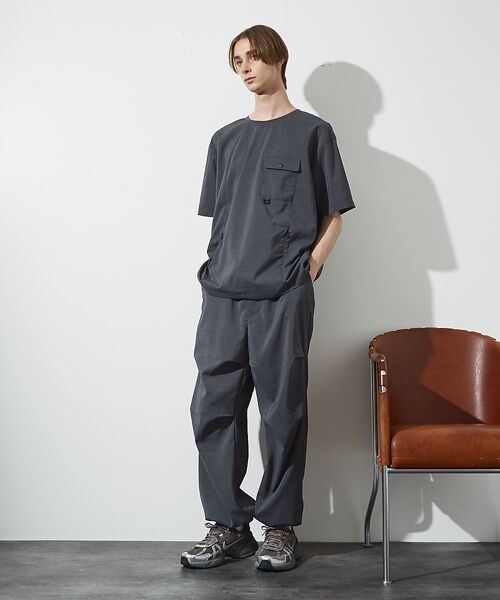 ABAHOUSE / アバハウス Tシャツ | 【セットアップ対応】 ウーブン ドライ フハクTシャツ / クルーネック | 詳細1