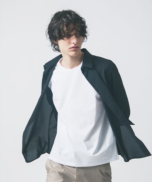ABAHOUSE/アバハウス 【リネンタッチ】7分袖シャツ ブラック 46 ABAHOUSE/アバハウス 【リネンタッチ】7分袖シャツ ブラック 46