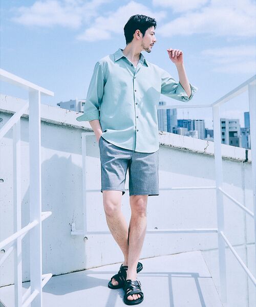 ABAHOUSE / アバハウス ショート・ハーフ・半端丈パンツ | 【ハイパーストレッチ】ヘリンボーン ショートパンツ / ショーツ | 詳細7