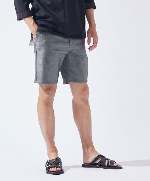 ABAHOUSE / アバハウス ショート・ハーフ・半端丈パンツ | 【ハイパーストレッチ】ヘリンボーン ショートパンツ / ショーツ | 詳細10