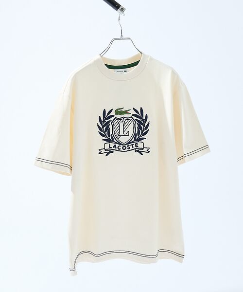 ABAHOUSE / アバハウス Tシャツ | 【LACOSTE / ラコステ】ハンドステッチ風フレンチグラフィックTシャツ | 詳細1