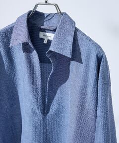 ABAHOUSE / アバハウス シャツ・ブラウス | サッカーストライプ スキッパーシャツ / オーバーサイズ / 半袖シャツ