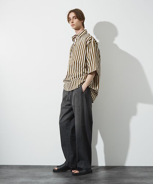 ABAHOUSE / アバハウス シャツ・ブラウス | サッカーストライプ スキッパーシャツ / オーバーサイズ / 半袖シャツ | 詳細3