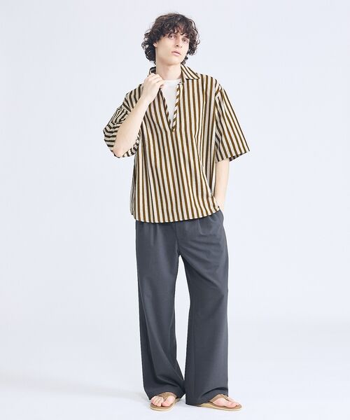 ABAHOUSE / アバハウス シャツ・ブラウス | サッカーストライプ スキッパーシャツ / オーバーサイズ / 半袖シャツ | 詳細6