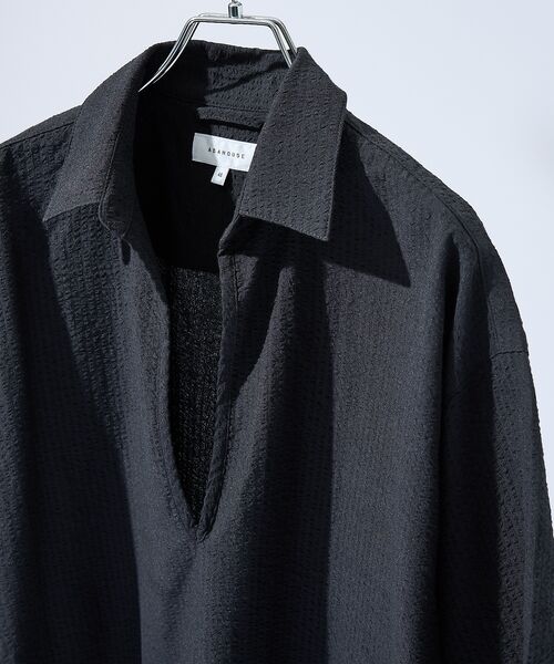 ABAHOUSE / アバハウス シャツ・ブラウス | サッカーストライプ スキッパーシャツ / オーバーサイズ / 半袖シャツ | 詳細7