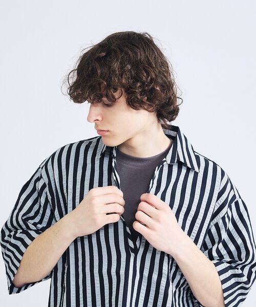 ABAHOUSE / アバハウス シャツ・ブラウス | サッカーストライプ スキッパーシャツ / オーバーサイズ / 半袖シャツ | 詳細11