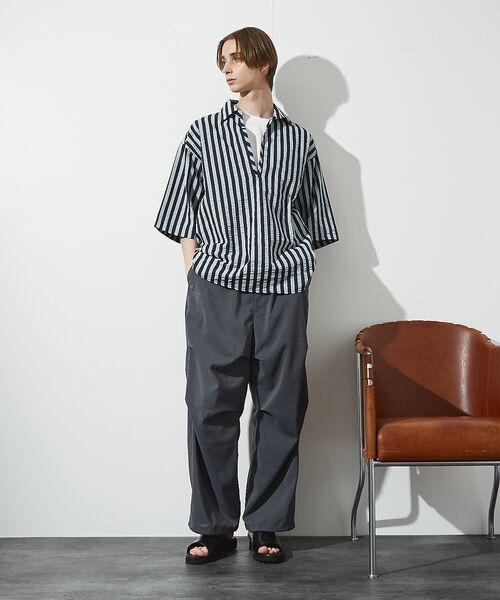 ABAHOUSE / アバハウス シャツ・ブラウス | サッカーストライプ スキッパーシャツ / オーバーサイズ / 半袖シャツ | 詳細15