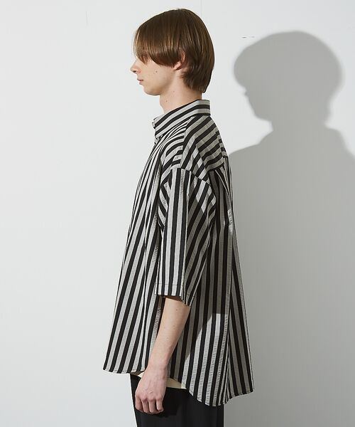 ABAHOUSE / アバハウス シャツ・ブラウス | サッカーストライプ スキッパーシャツ / オーバーサイズ / 半袖シャツ | 詳細9