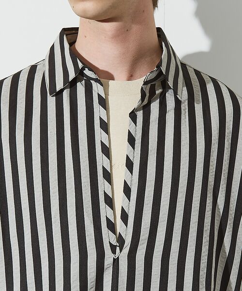 ABAHOUSE / アバハウス シャツ・ブラウス | サッカーストライプ スキッパーシャツ / オーバーサイズ / 半袖シャツ | 詳細11