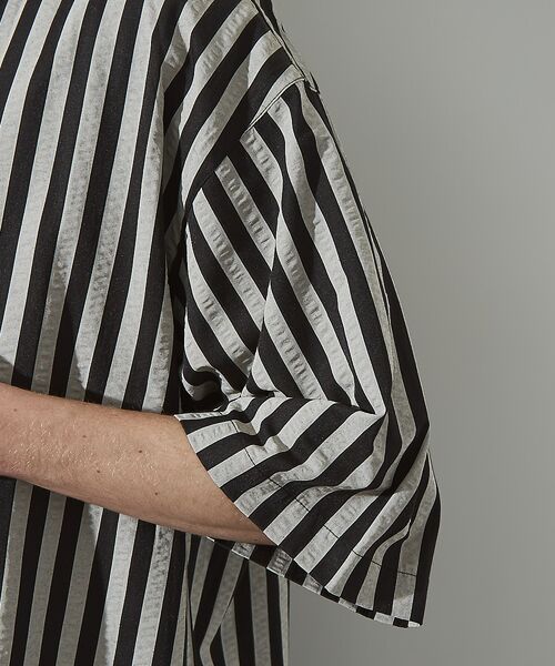 ABAHOUSE / アバハウス シャツ・ブラウス | サッカーストライプ スキッパーシャツ / オーバーサイズ / 半袖シャツ | 詳細12