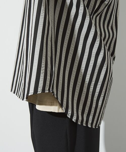 ABAHOUSE / アバハウス シャツ・ブラウス | サッカーストライプ スキッパーシャツ / オーバーサイズ / 半袖シャツ | 詳細13