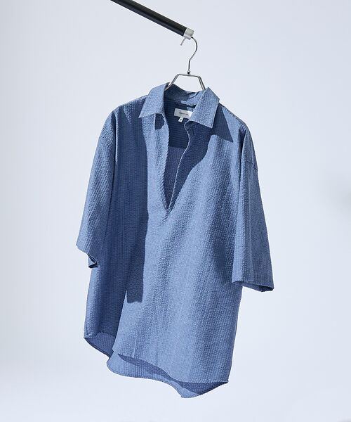 ABAHOUSE / アバハウス シャツ・ブラウス | サッカーストライプ スキッパーシャツ / オーバーサイズ / 半袖シャツ | 詳細21