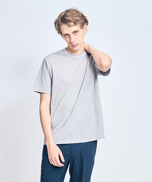 ABAHOUSE / アバハウス Tシャツ | 【接触冷感/WEB限定】フリーザーTシャツ /アイスピケ ストレッチ(ライトグレー)