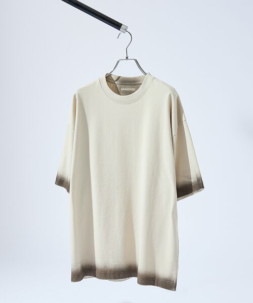ABAHOUSE/アバハウス ヴィンテージデザイン スプレープリント 半袖Tシャツ / オーバーサイズ ベージュ 44 ABAHOUSE/アバハウス ヴィンテージデザイン スプレープリント 半袖Tシャツ / オーバーサイズ ベージュ 44
