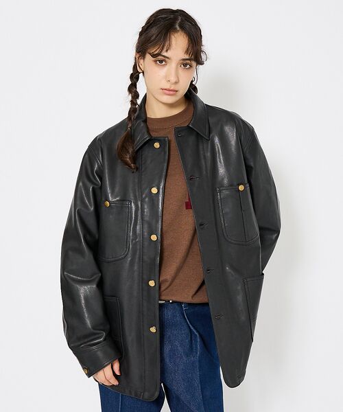 ABAHOUSE/アバハウス 【LEE/リー】LOCO JACKET レザー カバーオール ジャケット / ユ ブラック 44 ABAHOUSE/アバハウス 【LEE/リー】LOCO JACKET レザー カバーオール ジャケット / ユ ブラック 44