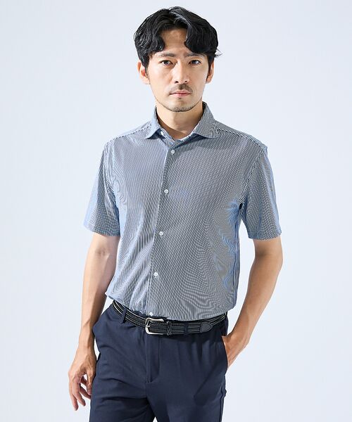 ABAHOUSE / アバハウス シャツ・ブラウス | 【形状安定性 / 伸縮性】トリコットストライプ 半袖シャツ | 詳細12