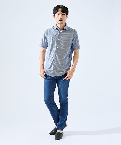 ABAHOUSE / アバハウス シャツ・ブラウス | 【形状安定性 / 伸縮性】トリコットストライプ 半袖シャツ | 詳細15