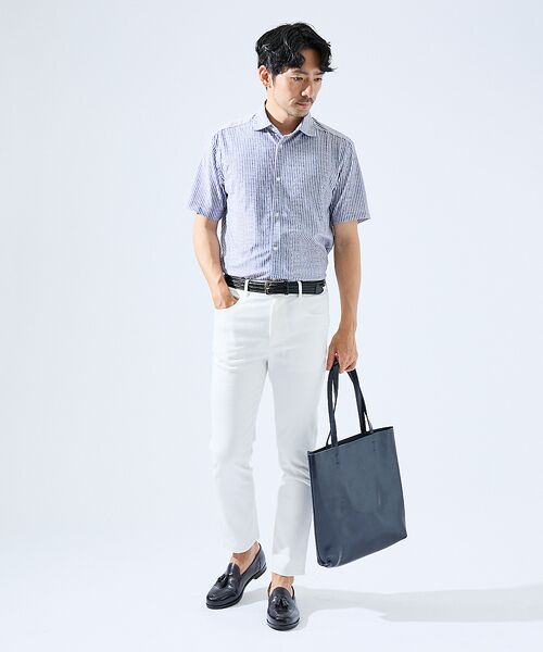 ABAHOUSE / アバハウス シャツ・ブラウス | 【形状安定性 / 伸縮性】トリコットストライプ 半袖シャツ | 詳細16