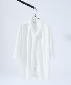 ABAHOUSE / アバハウス シャツ・ブラウス | 【セットアップ対応】シャーリングケーブル オープンカラーシャツ/オーバーサイズ