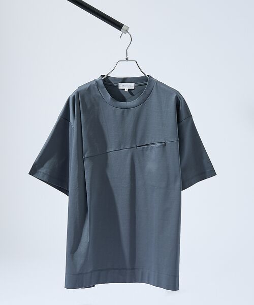 ABAHOUSE / アバハウス Tシャツ | TUCK&SEAM コットンポンチ 半袖Tシャツ(ブルーグレー)