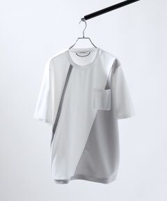 ABAHOUSE / アバハウス Tシャツ | コンビネーション ライン ポンチ 半袖Tシャツ