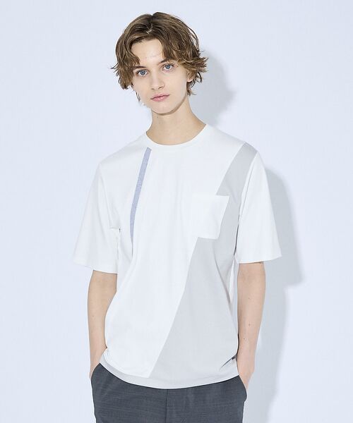 ABAHOUSE / アバハウス Tシャツ | コンビネーション ライン ポンチ 半袖Tシャツ | 詳細7